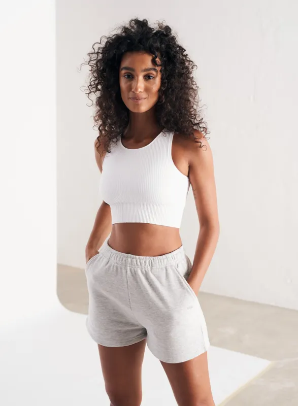 Light Grey Melange Sweat Shorts sold by Aimn