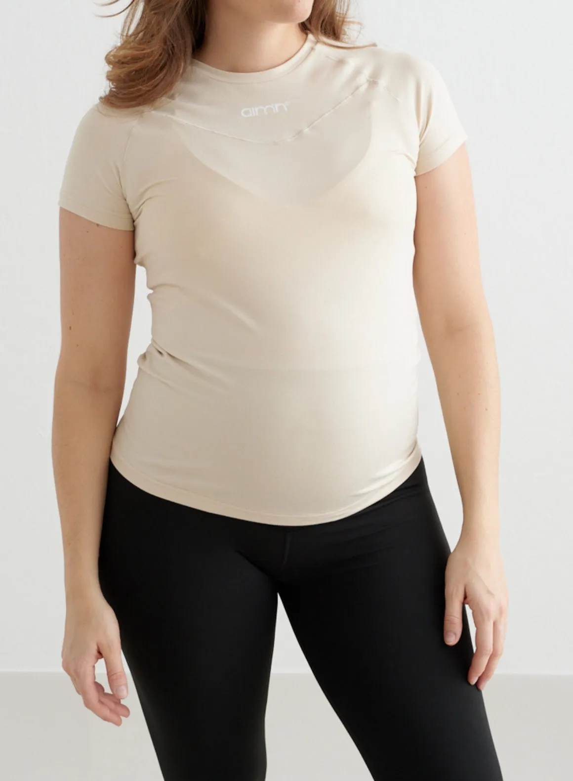 Café Au Lait Soft Basic Maternity Short Sleeve sold by Aimn product image thumbnail 2