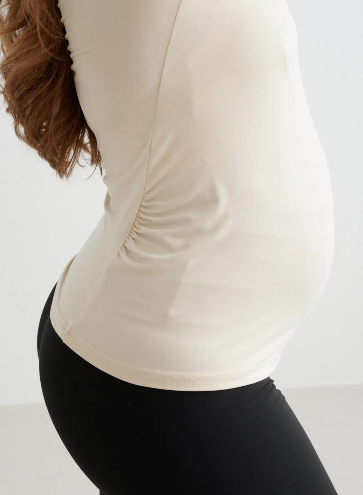 Café Au Lait Soft Basic Maternity Short Sleeve sold by Aimn