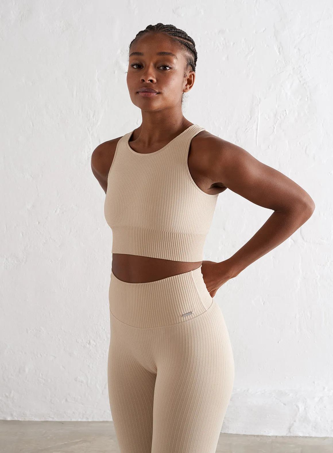 Cafè Au Lait Ribbed Seamless Crop Top sold by Aimn product image thumbnail 5