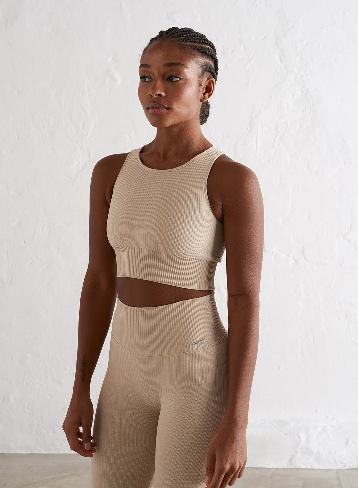 Cafè Au Lait Ribbed Seamless Crop Top sold by Aimn product image thumbnail 3