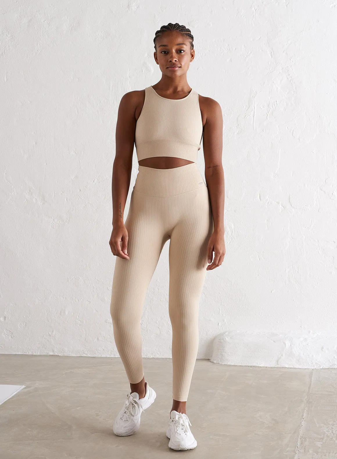 Cafè Au Lait Ribbed Seamless Crop Top sold by Aimn product image thumbnail 2