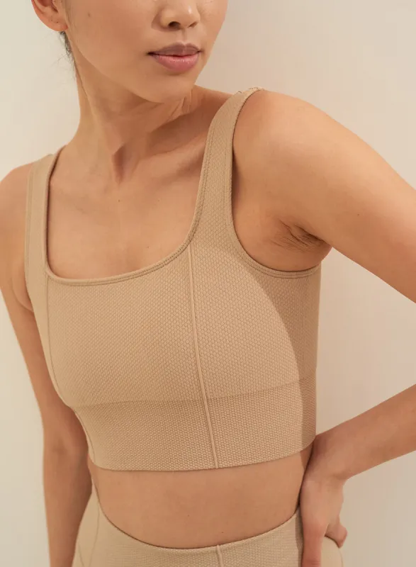 Solid Beige Luxe Seamless Bra sold by Aimn