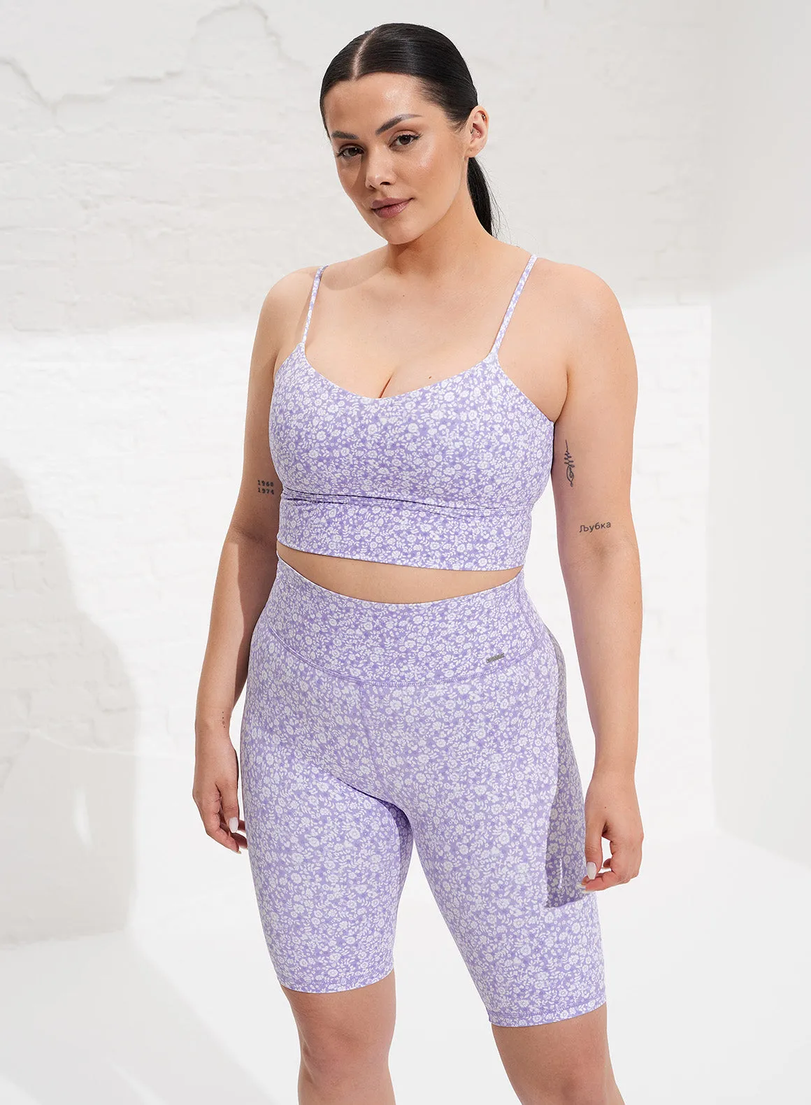 Fleur Lavande Biker Shorts sold by Aimn product image thumbnail 3