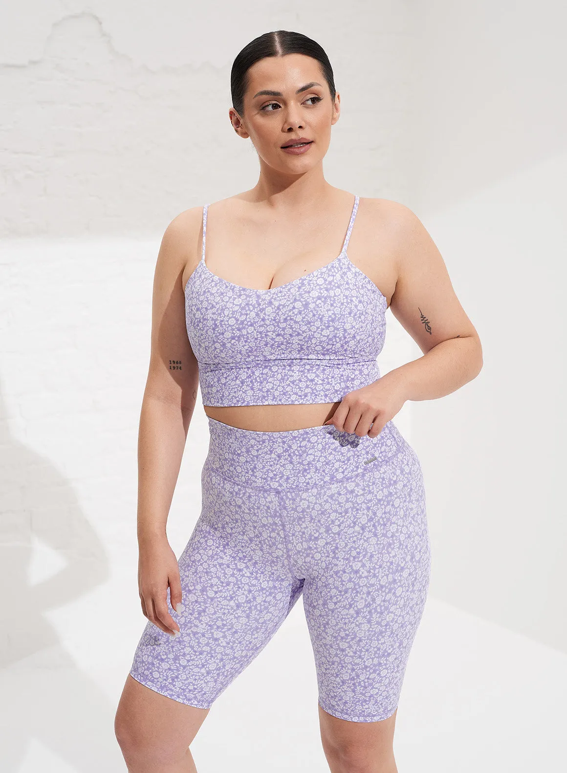 Fleur Lavande Biker Shorts sold by Aimn