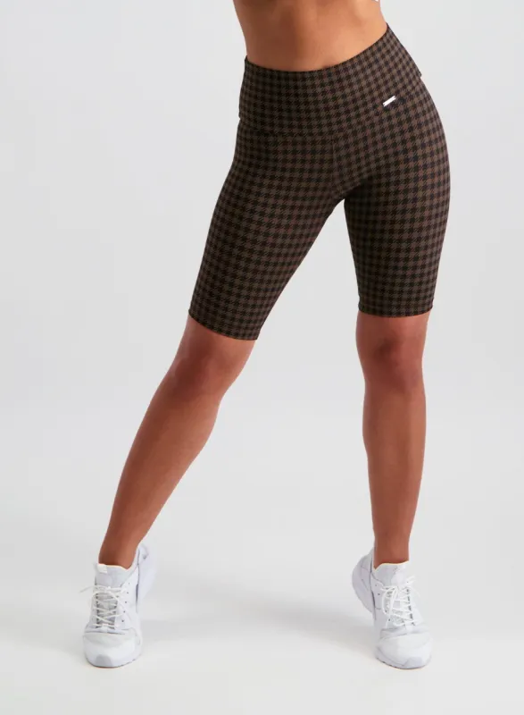 Macchiato Dogtooth Biker Shorts sold by Aimn