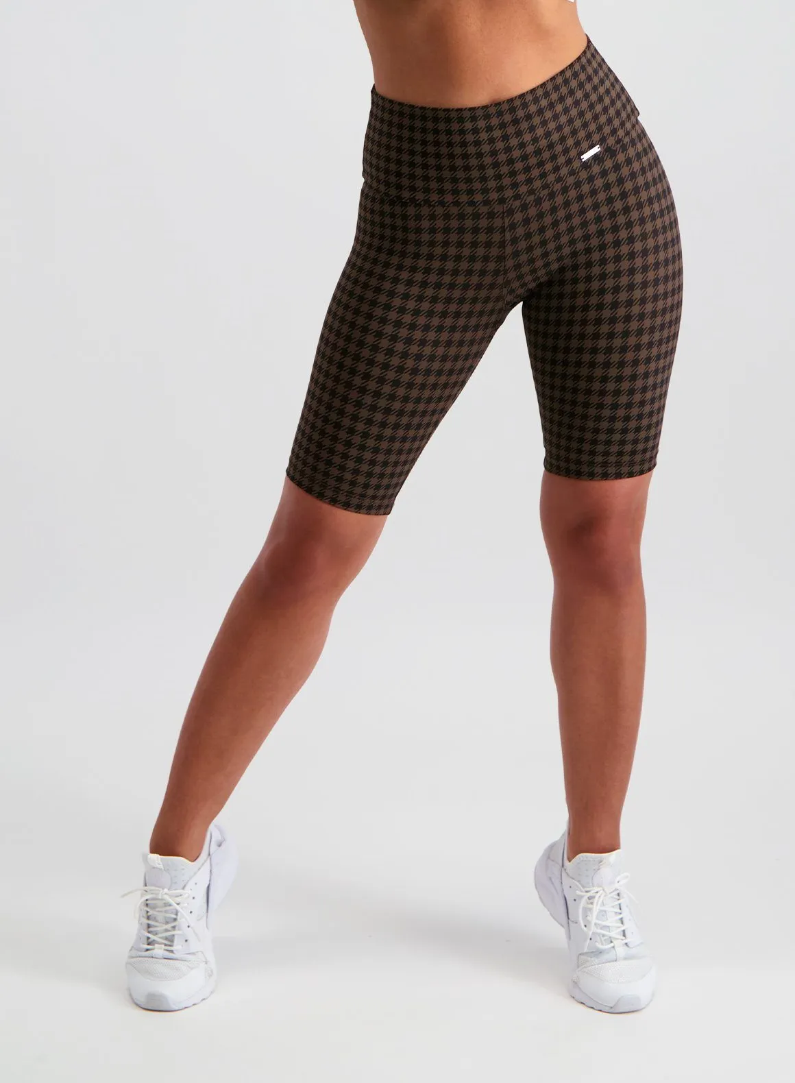 Macchiato Dogtooth Biker Shorts sold by Aimn