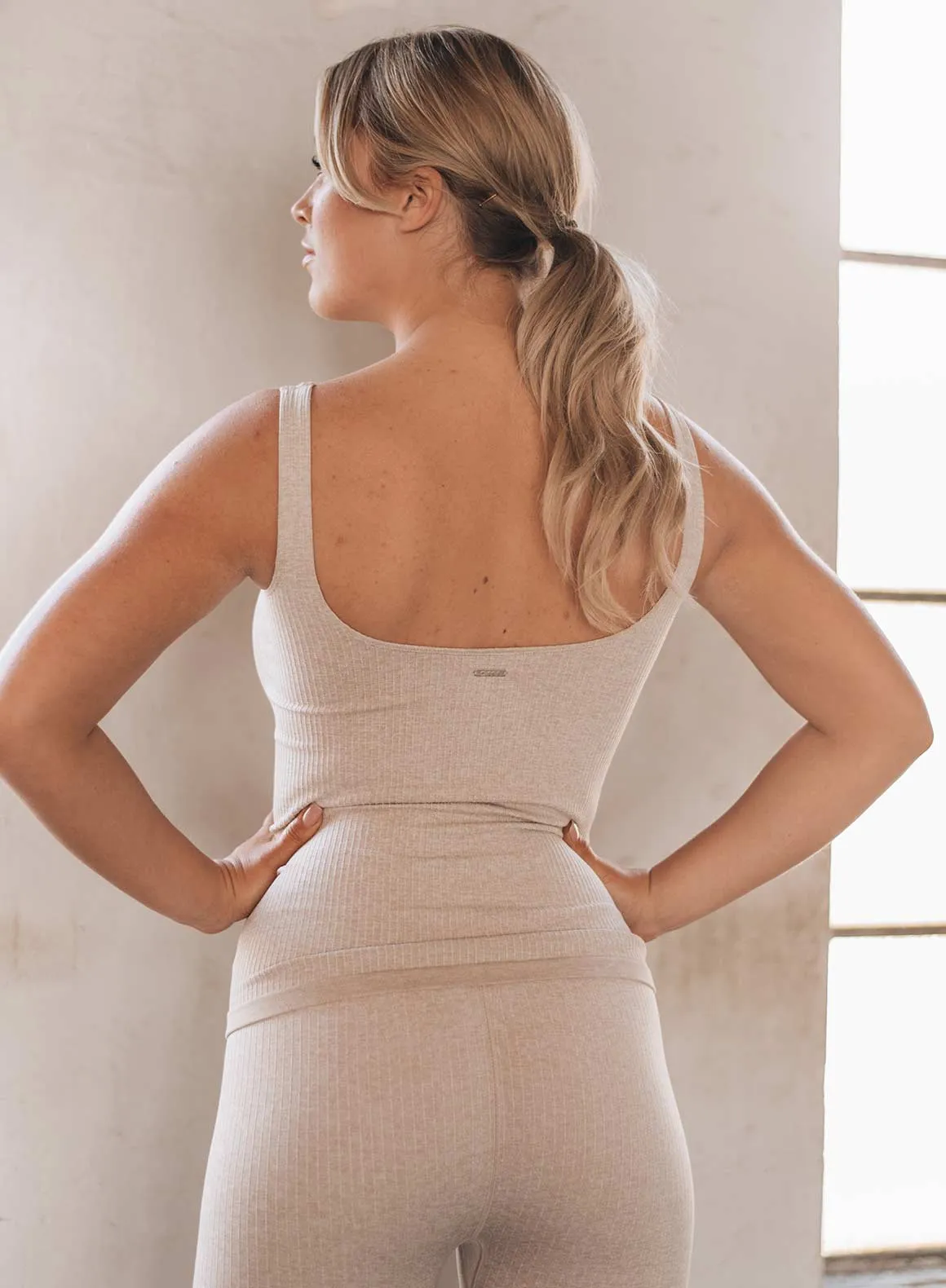 Beige Ribbed Seamless Singlet sold by Aimn product image thumbnail 2