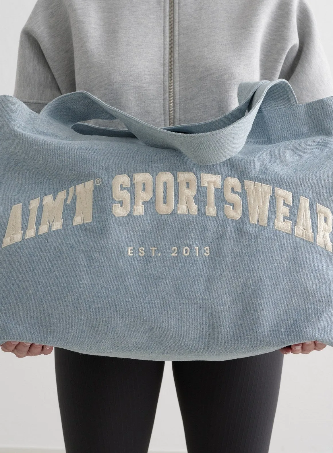 Denim Varsity Tote Bag sold by Aimn product image thumbnail 4