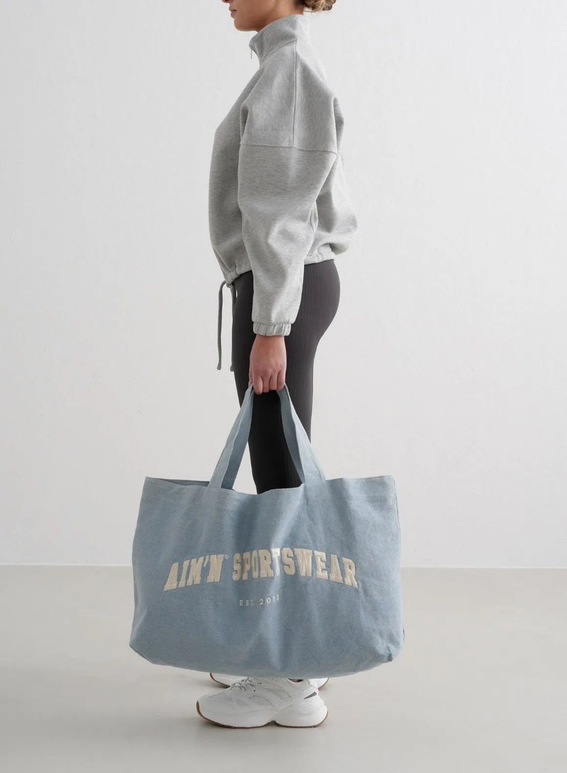 Denim Varsity Tote Bag sold by Aimn product image thumbnail 2