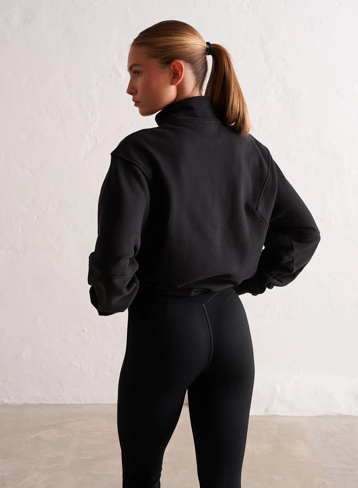 Black College Sweat Half Zip sold by Aimn product image thumbnail 4
