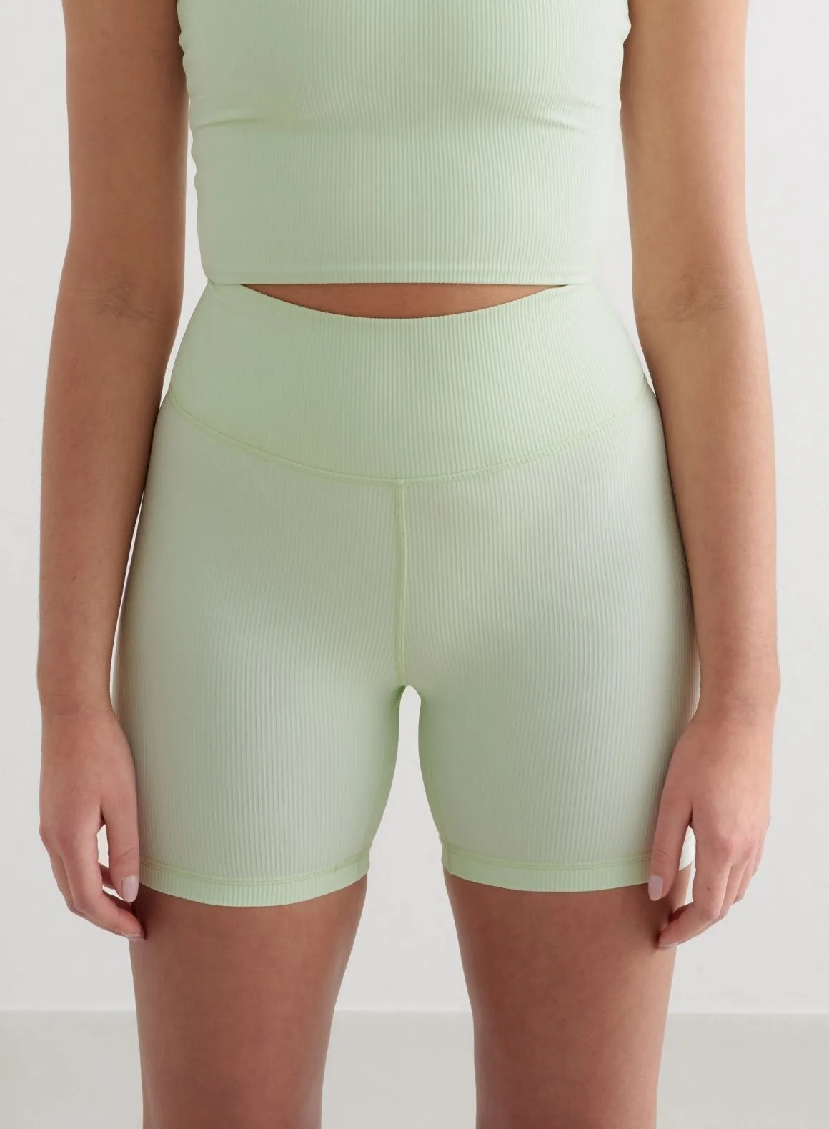 Spearmint Ribbed Performance Midi Biker Shorts sold by Aimn product image thumbnail 3