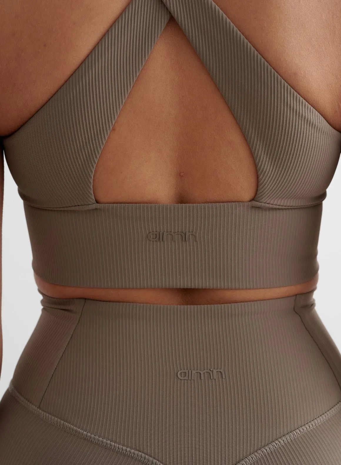 Nougat Ribbed Performance Zipped Bra sold by Aimn product image thumbnail 3