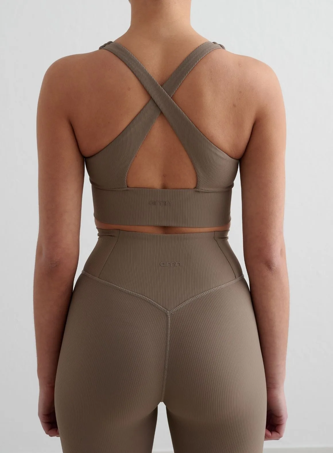 Nougat Ribbed Performance Zipped Bra sold by Aimn product image thumbnail 2