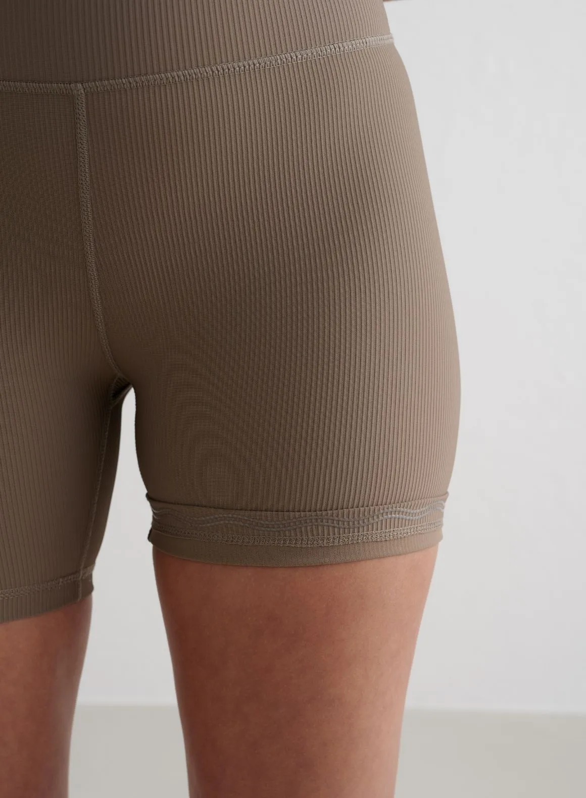 Nougat Ribbed Performance Midi Biker Shorts sold by Aimn product image thumbnail 4