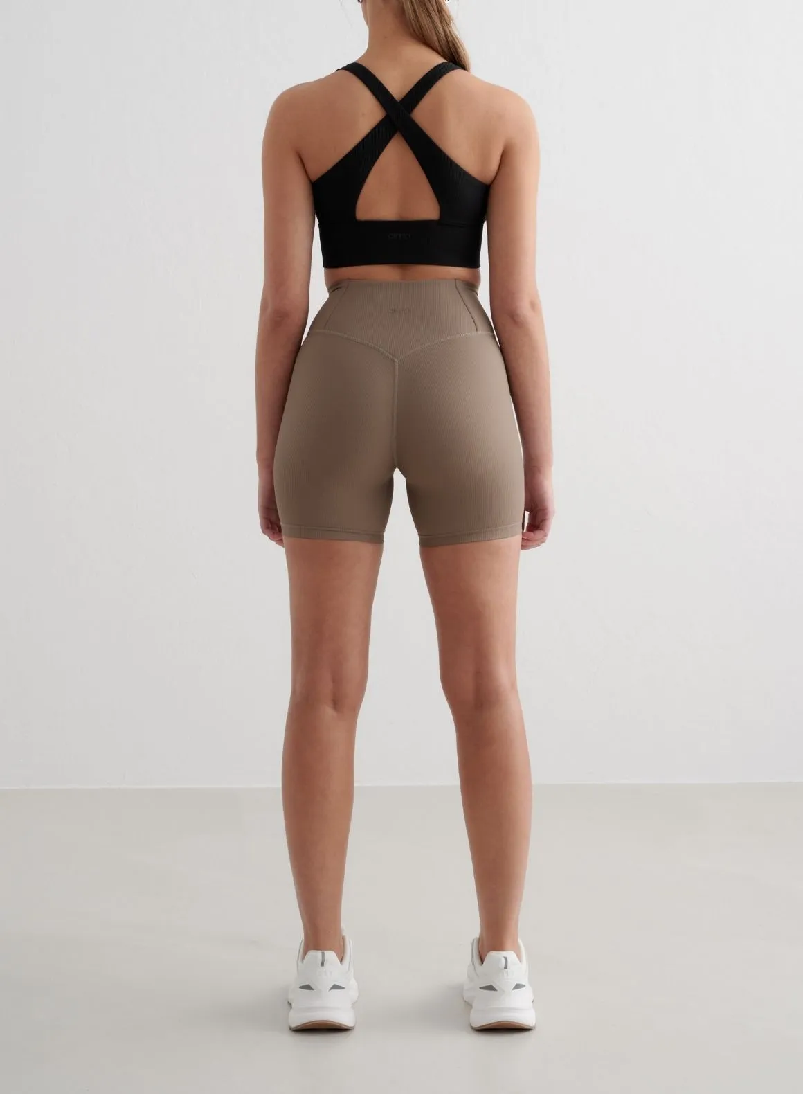 Nougat Ribbed Performance Midi Biker Shorts sold by Aimn product image thumbnail 2