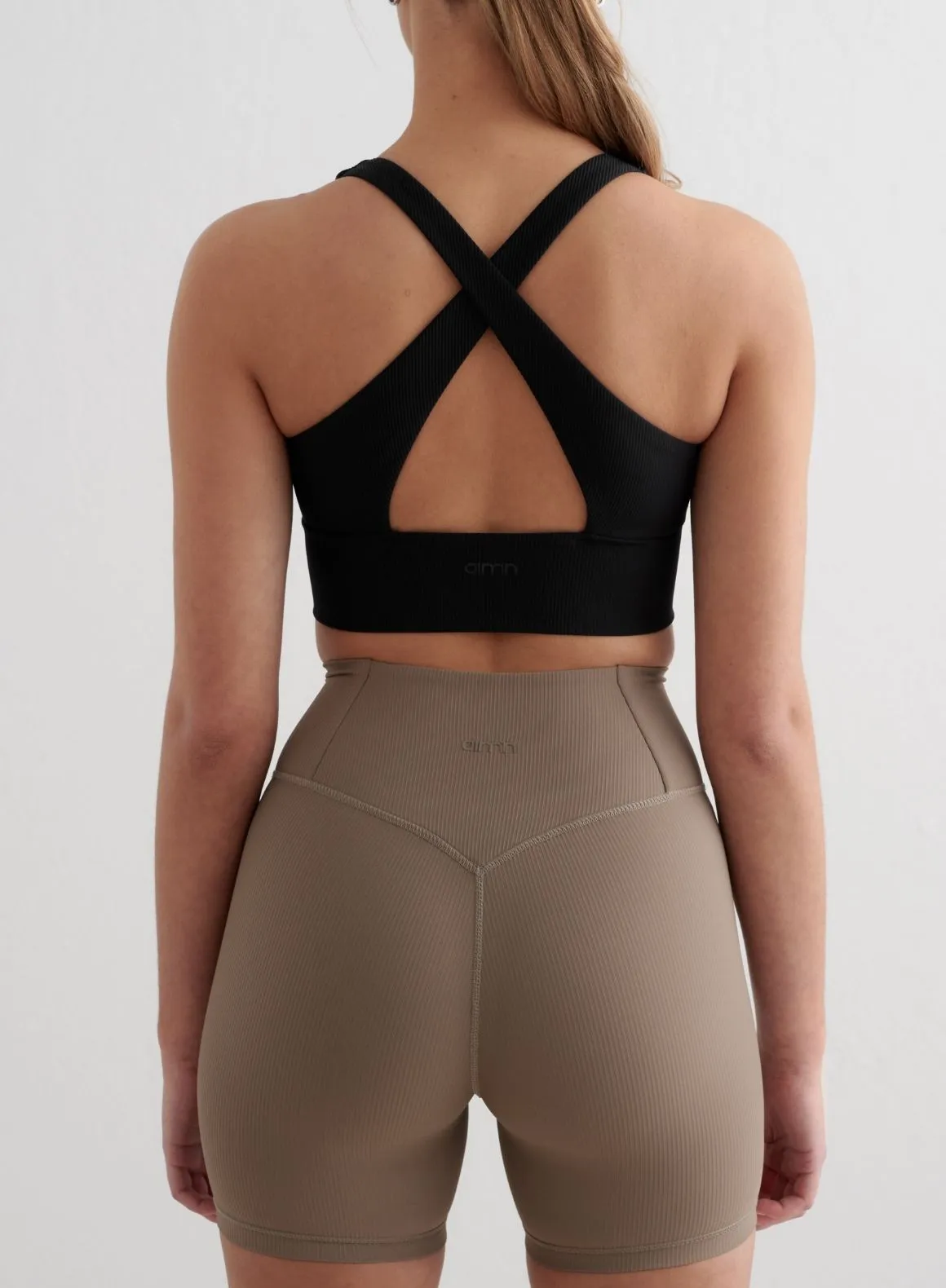 Black Ribbed Performance Zipped Bra sold by Aimn product image thumbnail 2