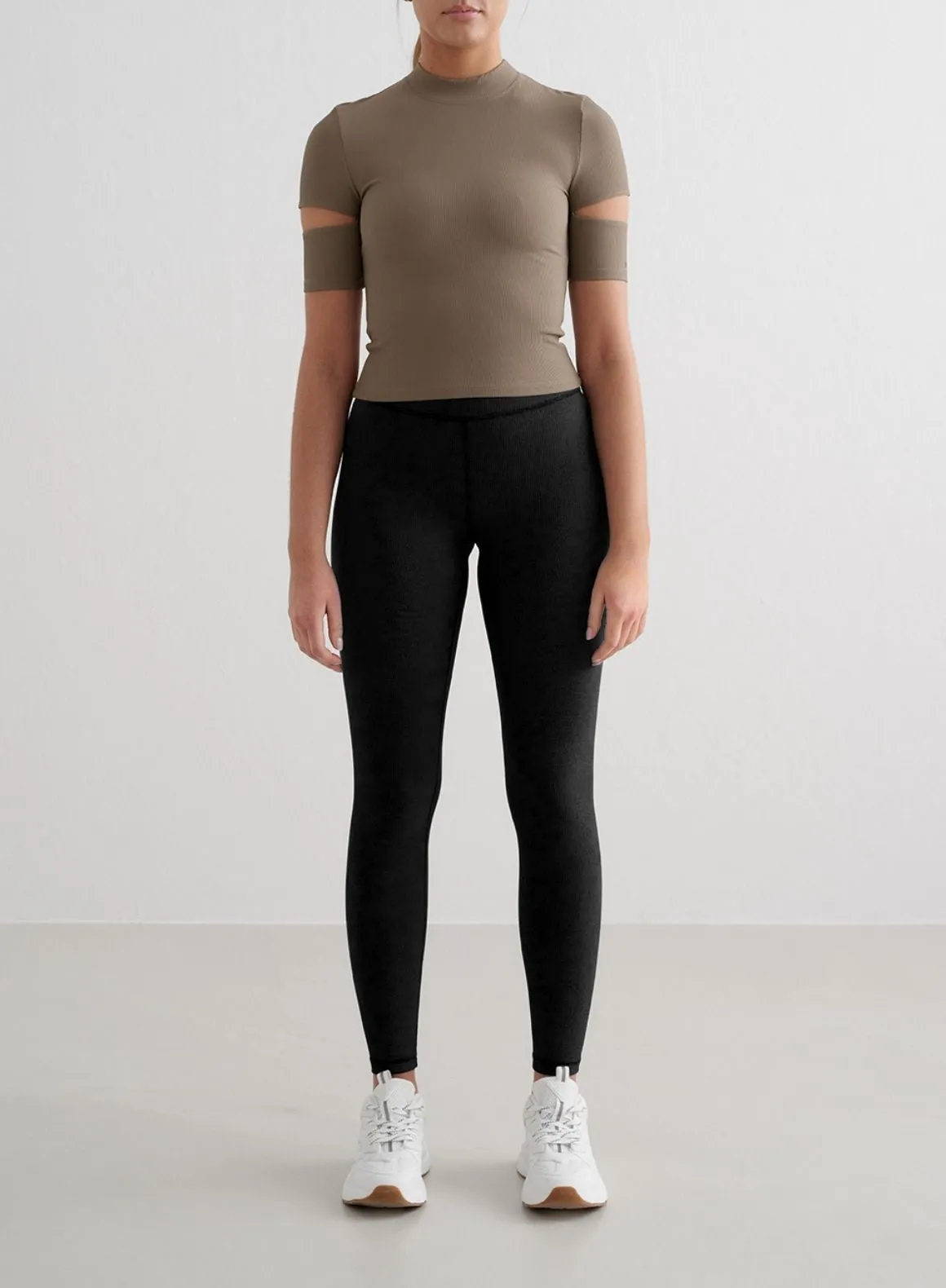 Nougat Ribbed Performance Cut-Out Top sold by Aimn product image thumbnail 4