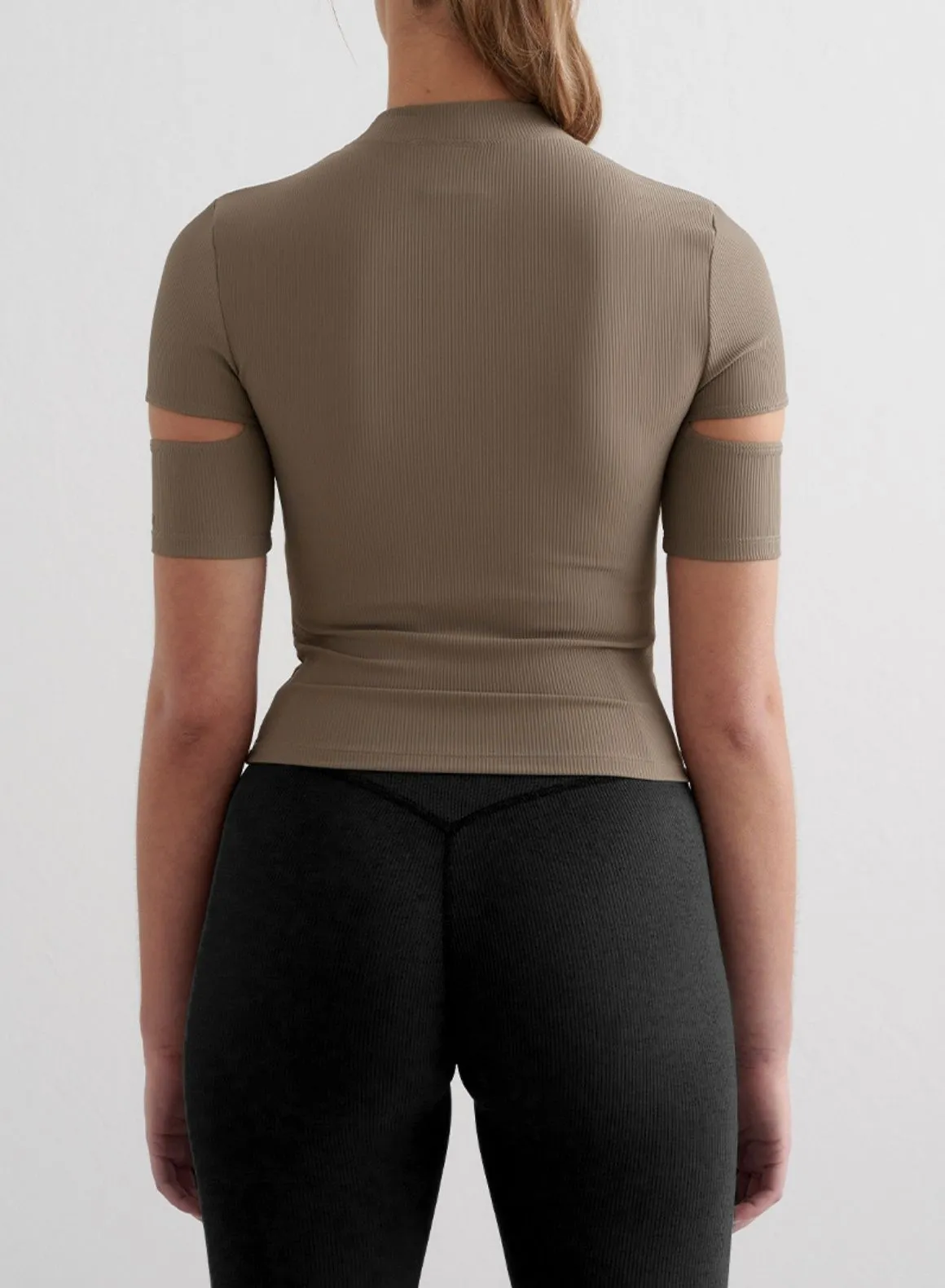 Nougat Ribbed Performance Cut-Out Top sold by Aimn product image thumbnail 2