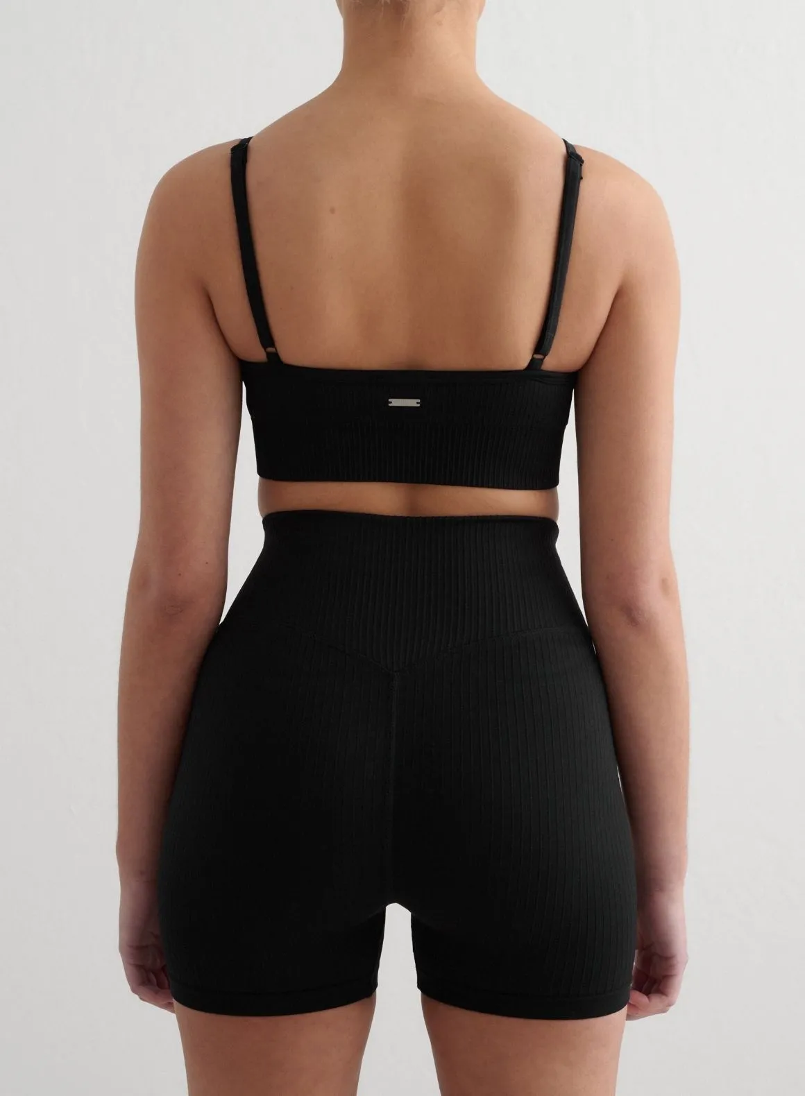 Black Ribbed Seamless Deep Cut Bra sold by Aimn product image thumbnail 2