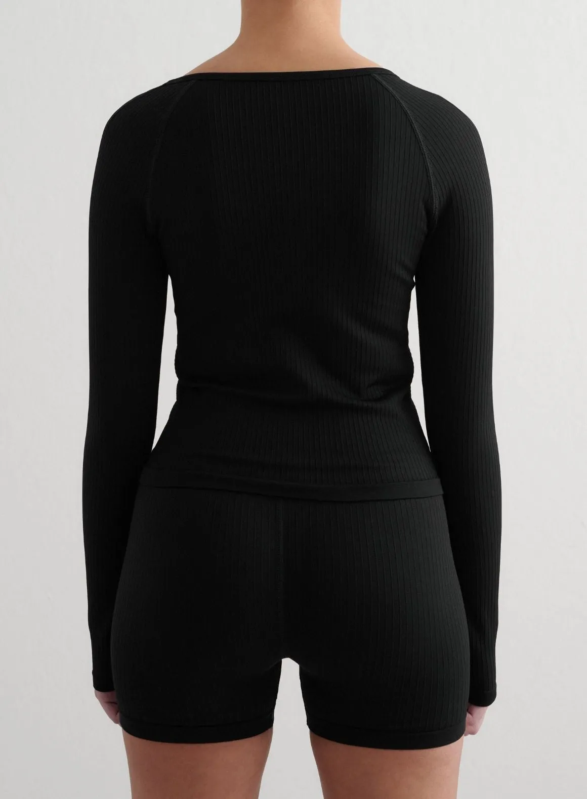 Black Ribbed Seamless Zip Jacket sold by Aimn product image thumbnail 2