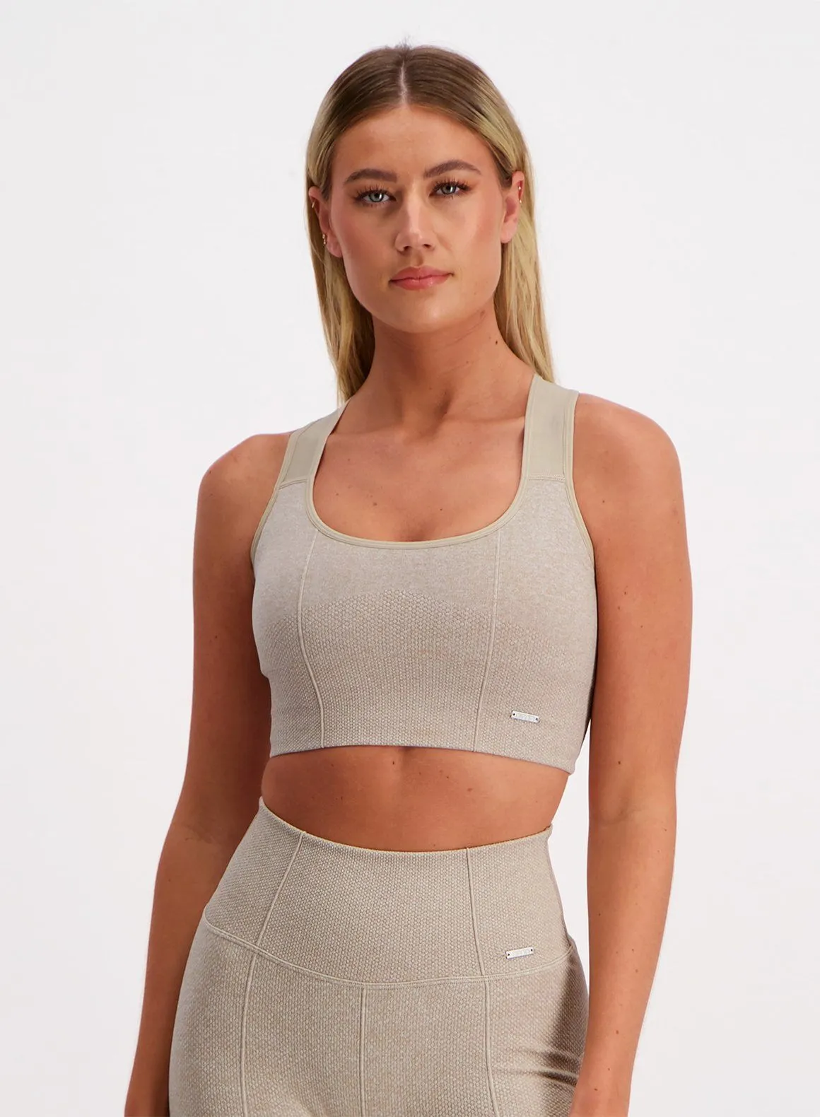 Beige Luxe Seamless High Support Bra sold by Aimn