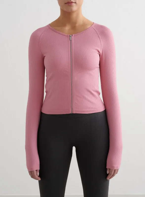Desert Rose Ribbed Seamless Zip Jacket sold by Aimn