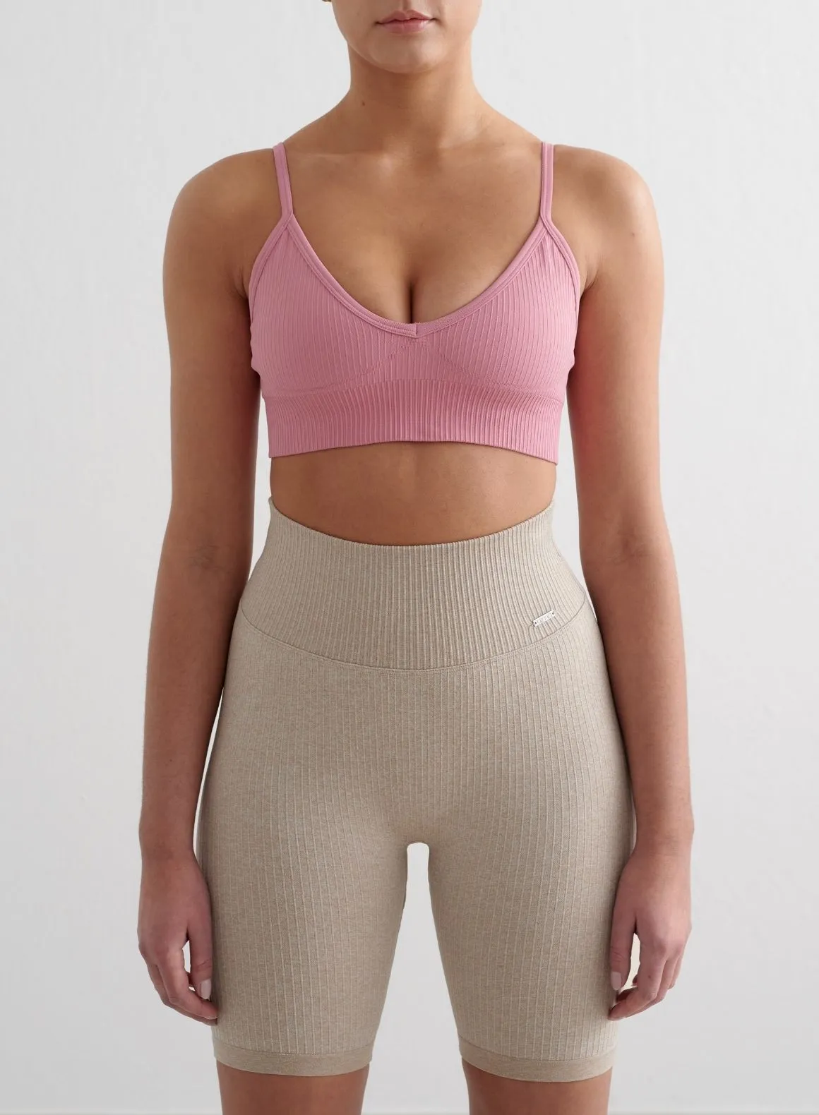 Desert Rose Ribbed Seamless Deep Cut Bra sold by Aimn