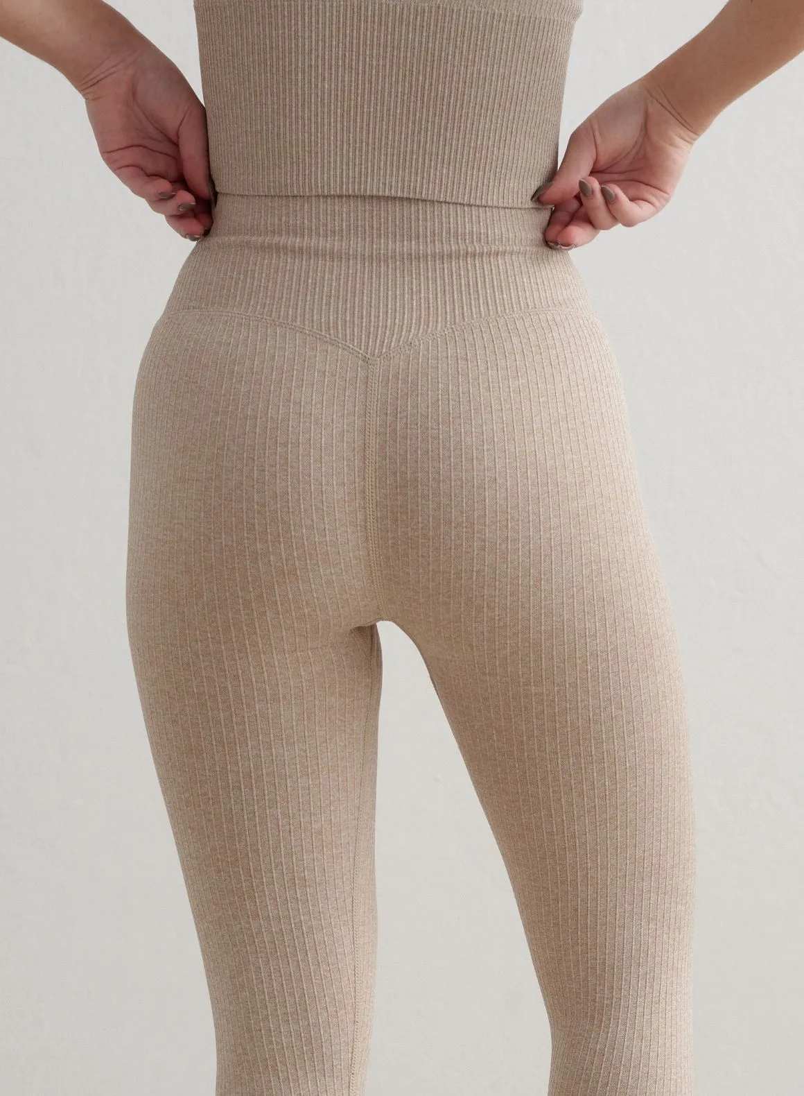 Beige Melange Ribbed Seamless Petite Tights sold by Aimn product image thumbnail 4