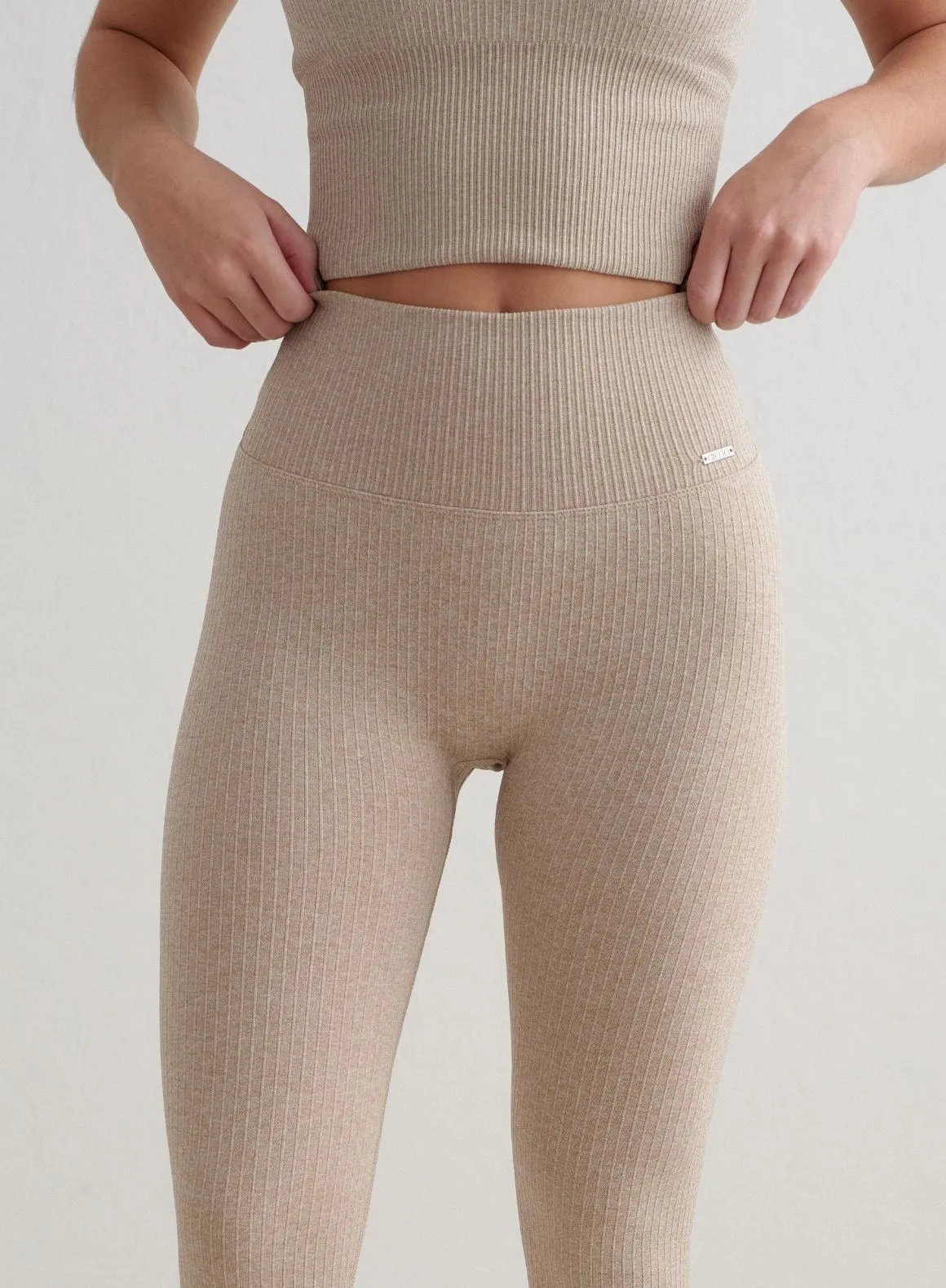 Beige Melange Ribbed Seamless Petite Tights sold by Aimn product image thumbnail 3