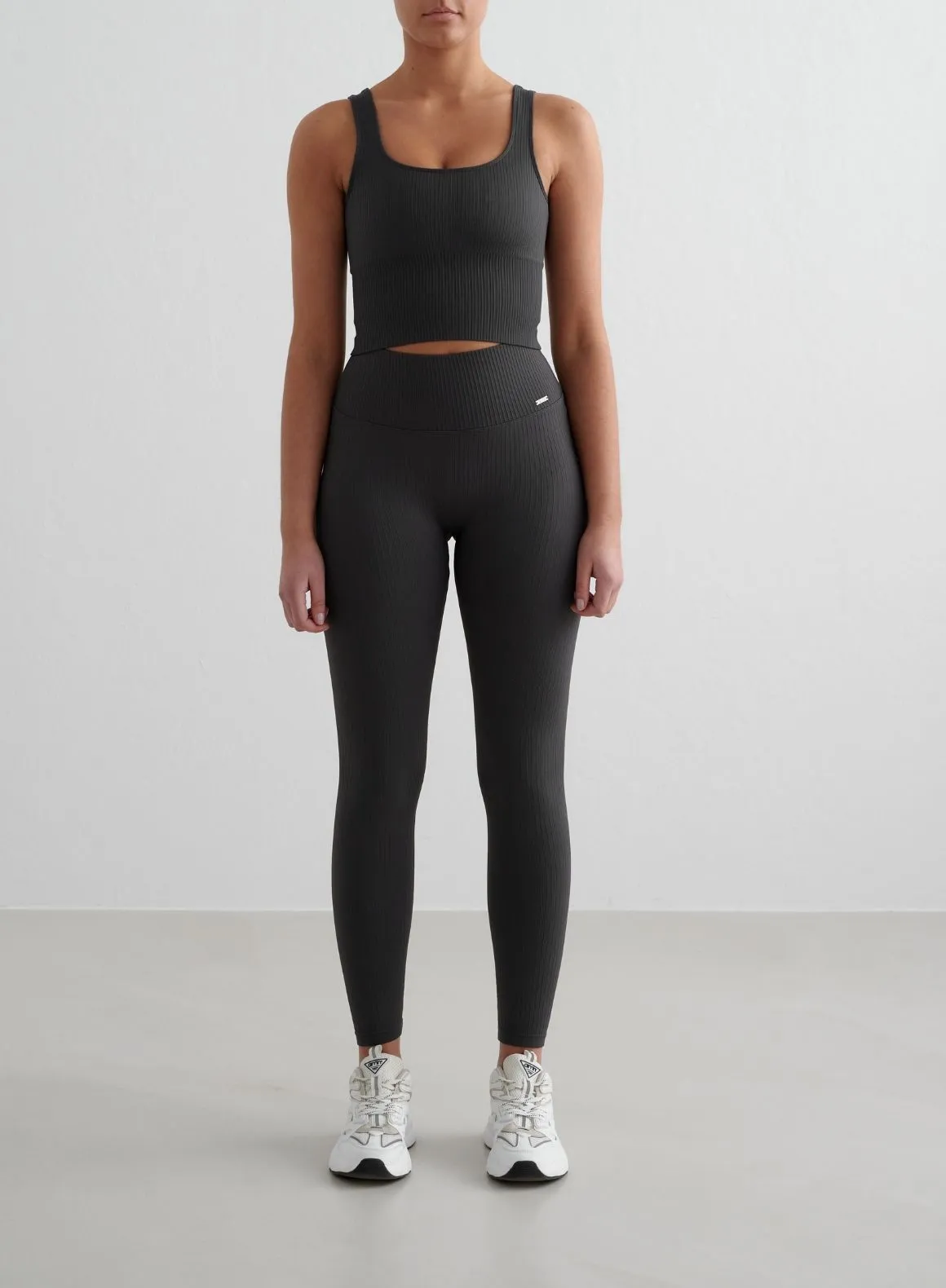 Shadow Grey Ribbed Seamless Petite Tights sold by Aimn