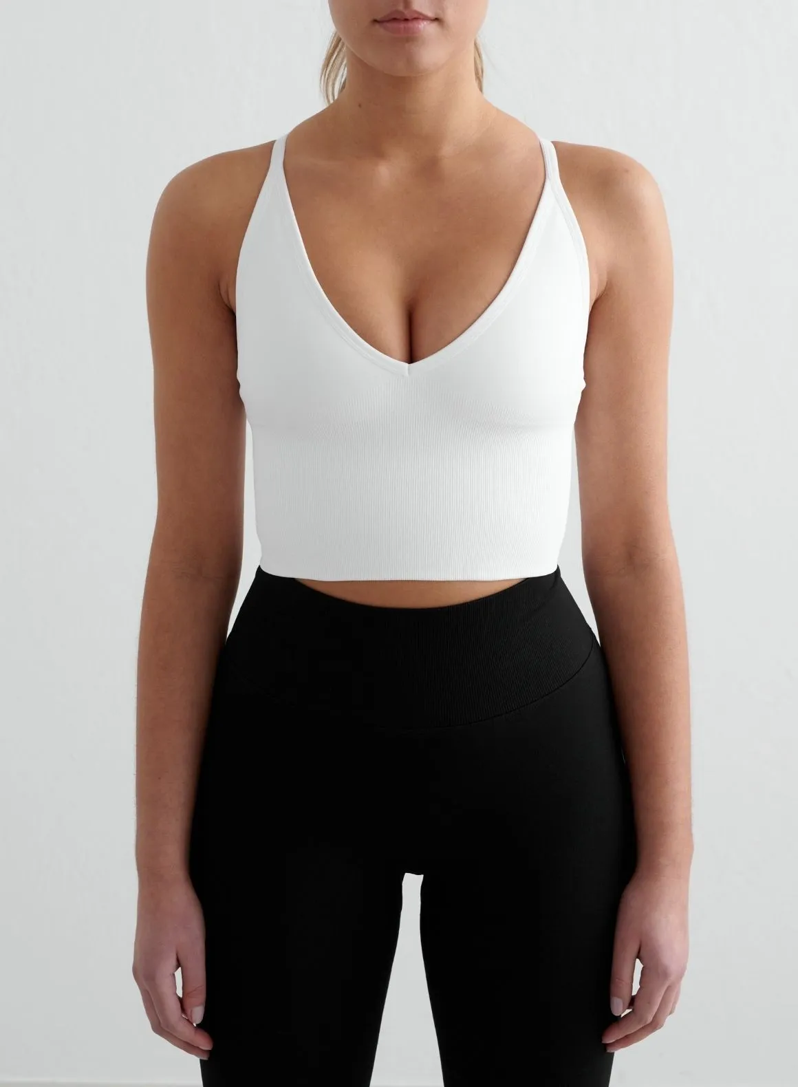 White Shape Seamless Cross Back Bralette sold by Aimn