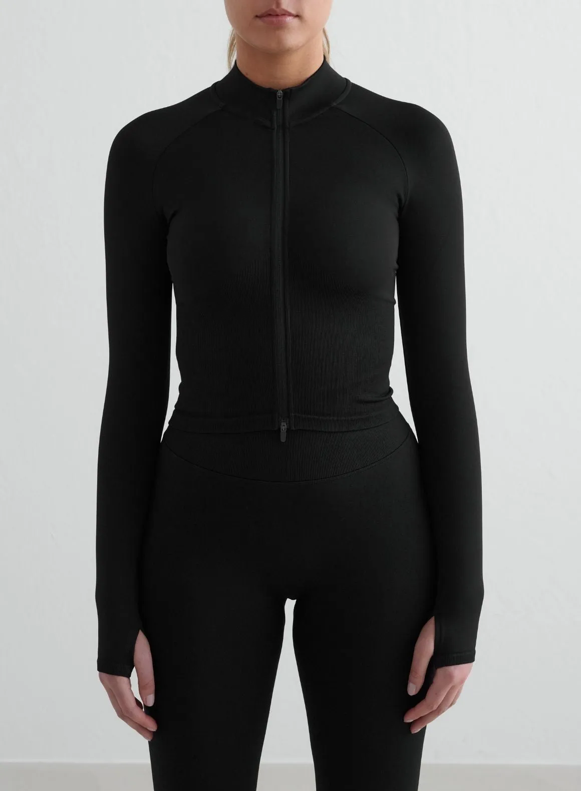 Black Shape Seamless Zip Jacket sold by Aimn