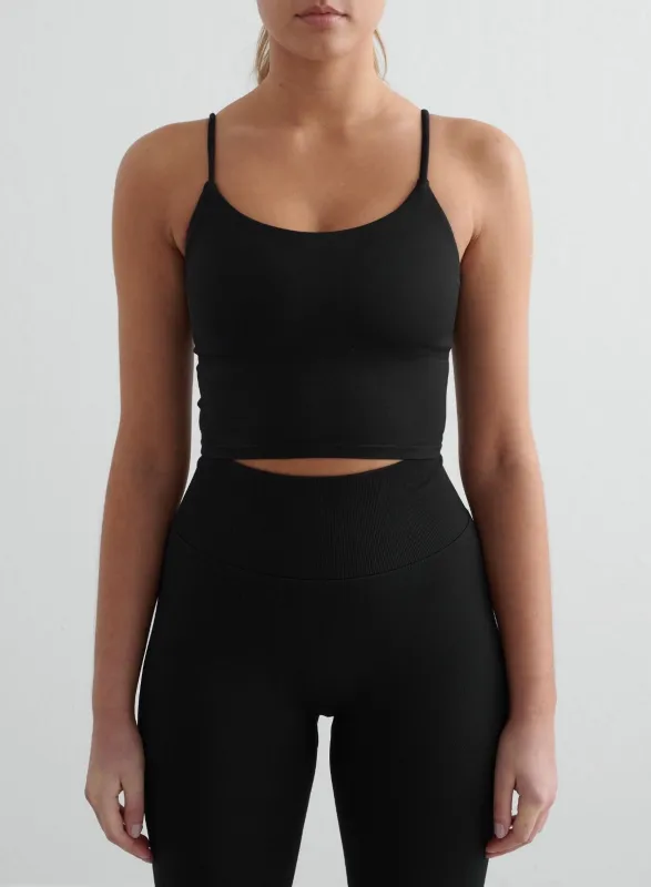 Black Shape Seamless Strap Singlet sold by Aimn