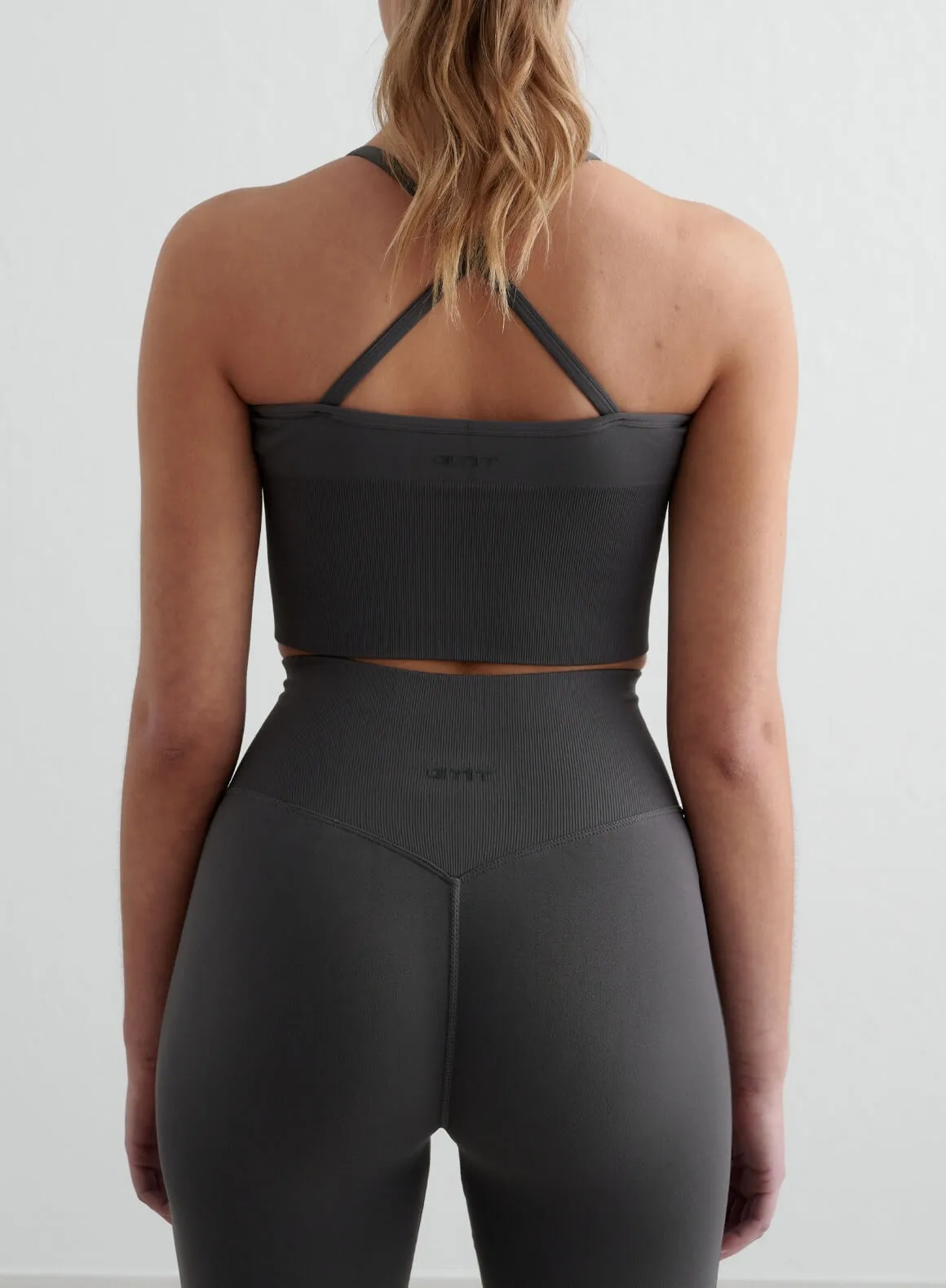 Shadow Grey Shape Seamless Flare Tights & Cross Back Bralette Set sold by Aimn product image thumbnail 4