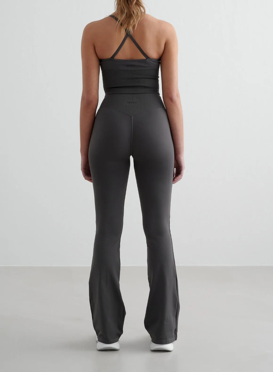 Shadow Grey Shape Seamless Flare Tights & Cross Back Bralette Set sold by Aimn product image thumbnail 2
