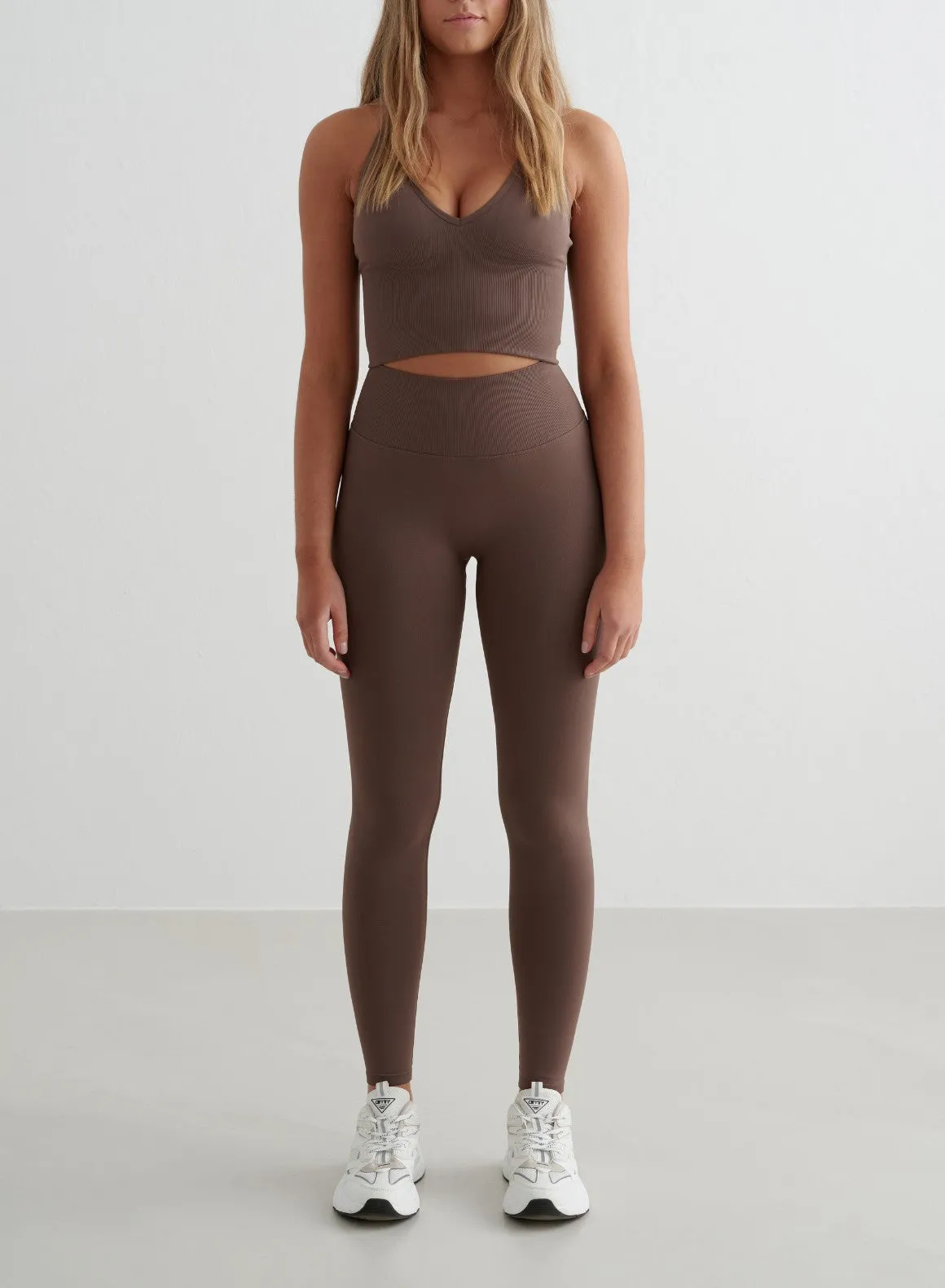 Macchiato Shape Seamless Tights & Cross Back Bralette Set sold by Aimn
