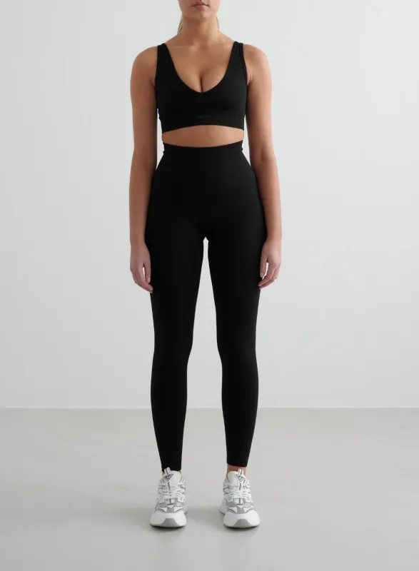 Black Shape Seamless Tights & Deep Cut Bra Set sold by Aimn