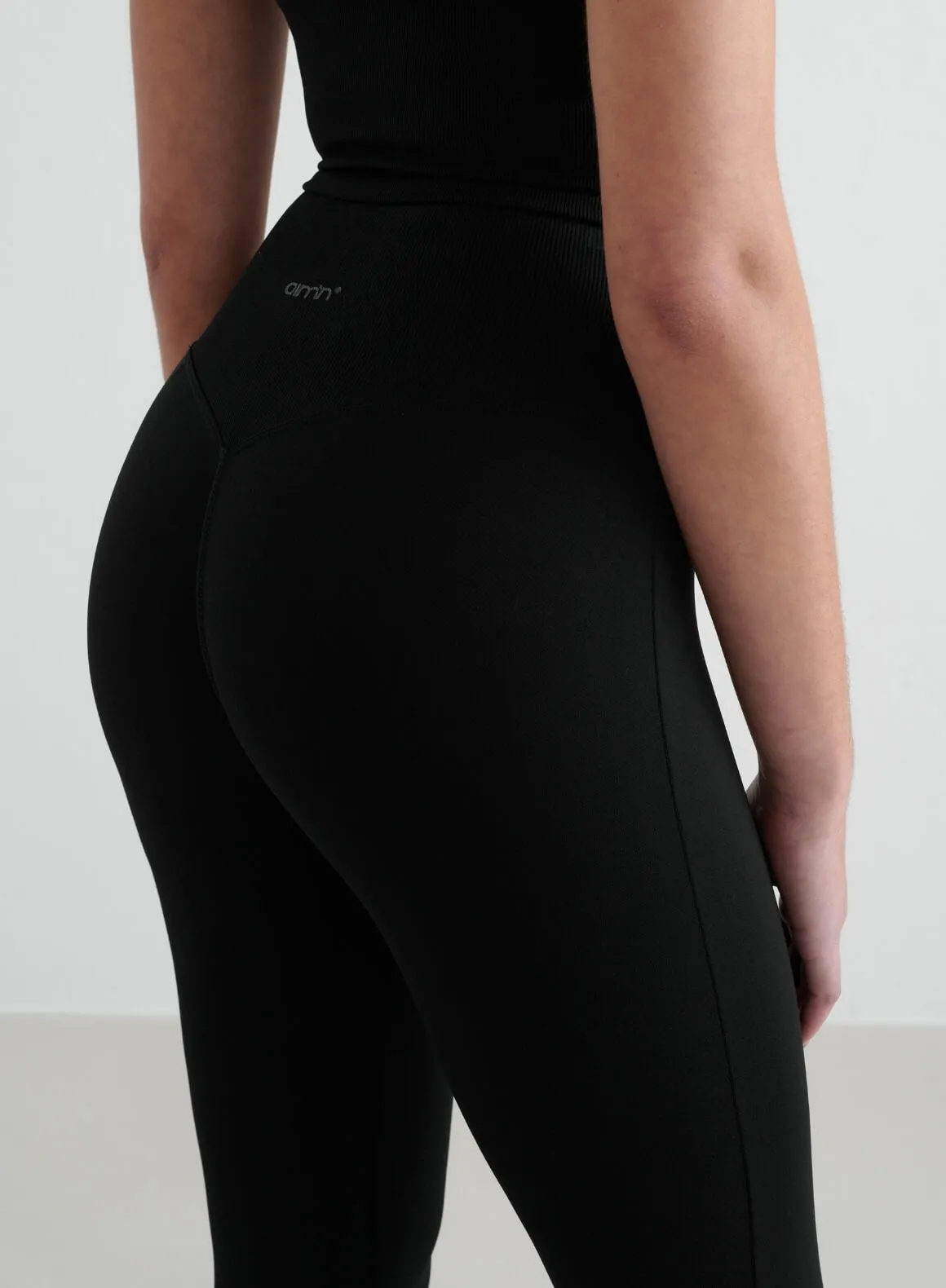 Black Shape Seamless Flare Tights & Cross Back Bralette Set sold by Aimn product image thumbnail 4