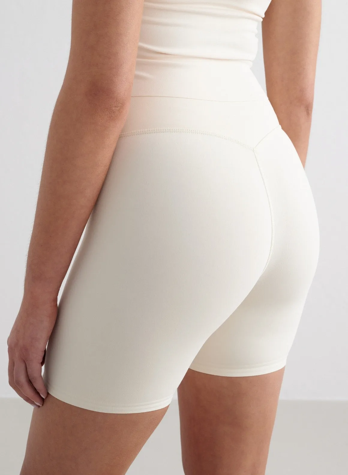 Almond White Sense Midi Biker Shorts sold by Aimn product image thumbnail 3