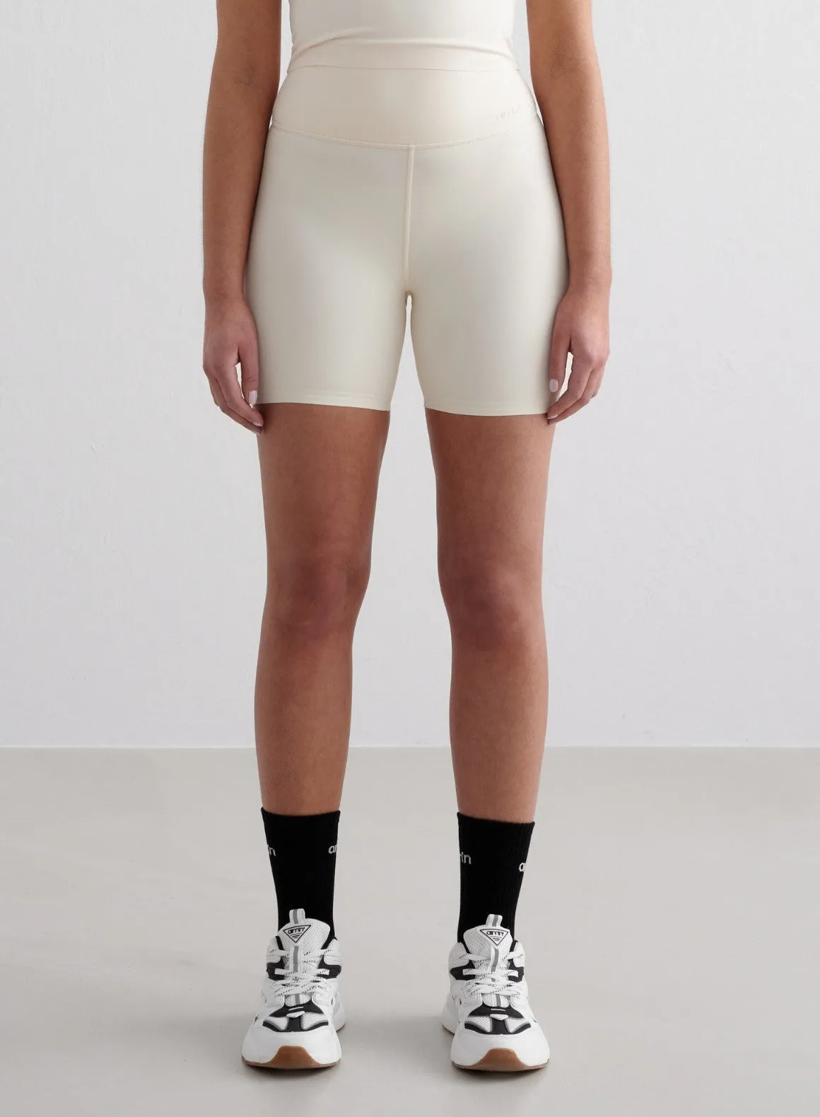 Almond White Sense Midi Biker Shorts sold by Aimn product image thumbnail 4