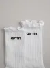 White Frill Logo Socks sold by Aimn