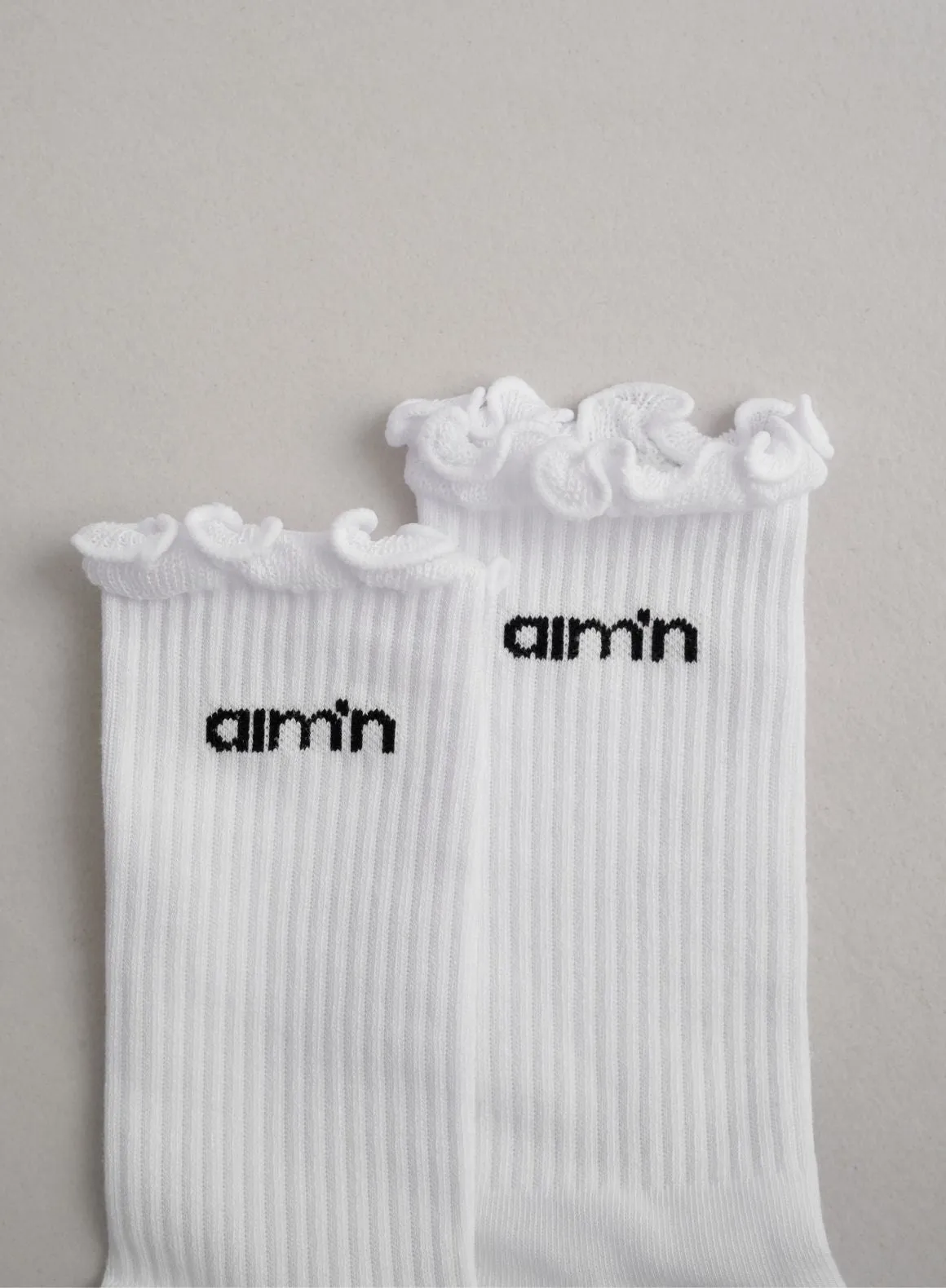White Frill Logo Socks sold by Aimn product image thumbnail 4