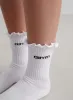 White Frill Logo Socks sold by Aimn