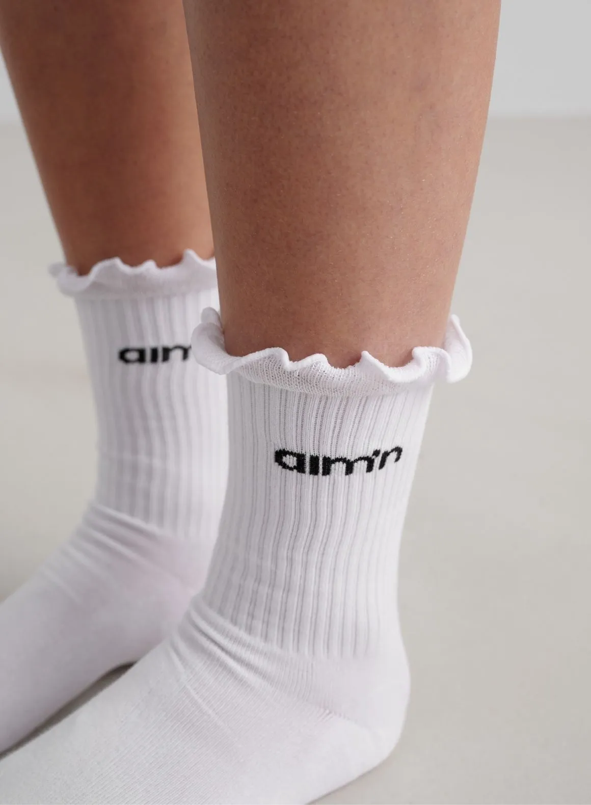 White Frill Logo Socks sold by Aimn product image thumbnail 3