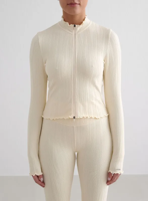 Almond White Tulip Zip Jacket sold by Aimn