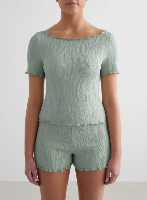 Aqua Tulip Short Sleeve Top sold by Aimn