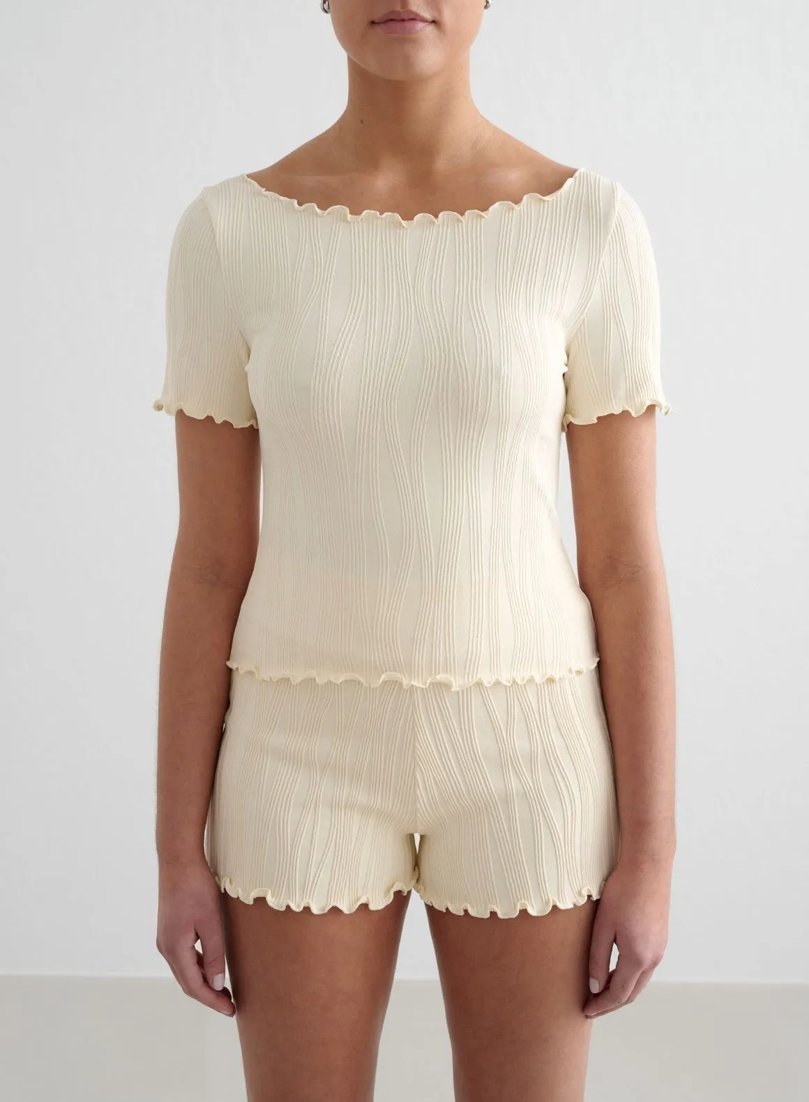 Almond White Tulip Short Sleeve Top sold by Aimn