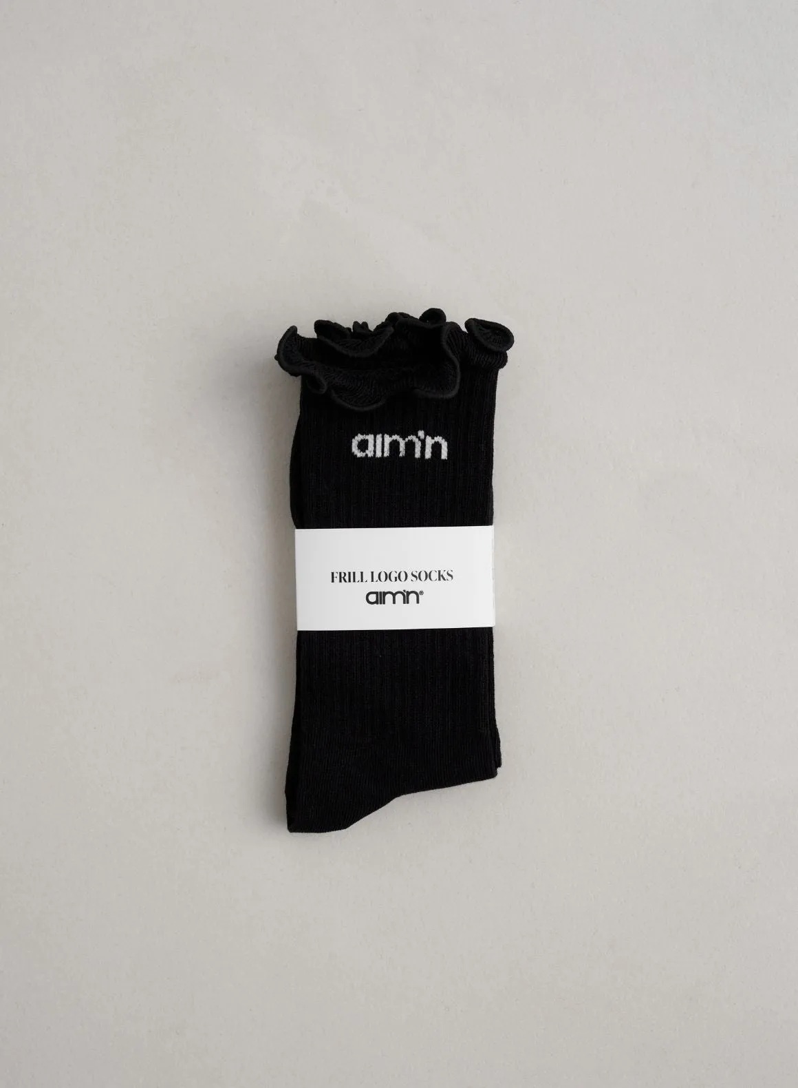 Black Frill Logo Socks sold by Aimn