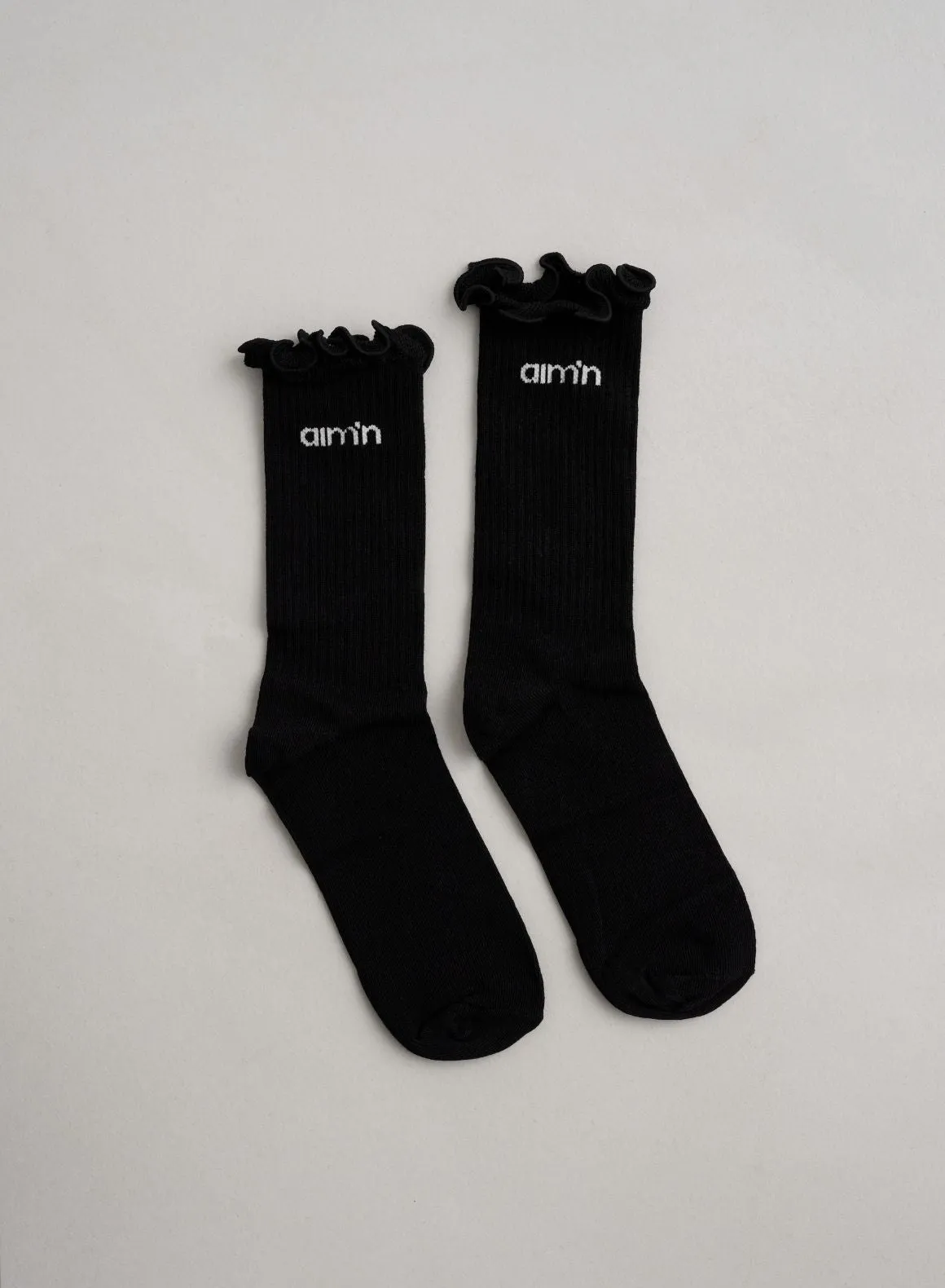 Black Frill Logo Socks sold by Aimn product image thumbnail 2